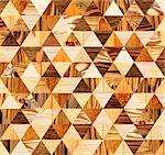 Grunge background with wooden triangles patterns of different colors