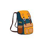 Backpack With Yellow Pockets Cartoon Simple Style Colorful Isolated Flat Vector Illustration On White Background