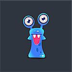 Snai-like Alien Monster Cute Childish Flat Vector Bright Color Drawing Isolated On Dark Background