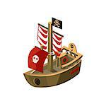 Pirte Boat Colorful Vector Icon In Childish Toy Style Design Isolated On White Background