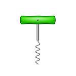 Corkscrew with wooden handle in green design on white background