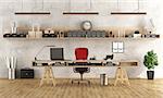 Architecture or engineering  workplace with in minimalist style- 3d rendering