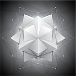 Three-dimensional polygonal shape on dark geometric background