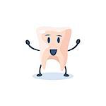 Tooth Primitive Style Cartoon Character In Flat Childish Vector Design Illustration Isolated On White Background