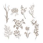 Hand Drawn Plant Monochrome Set Of Grey Shade Beautiful Icons Isolated On White Background