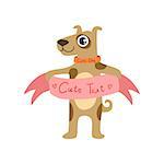 Dog With The Template For The Message Cute Childish Colorful Flat Vector Illustration On White Background