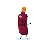 Wine Bottle Cartoon Character  Simple Flat Vector Drawing In Childish Fun Style Isolated On White Background