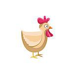 Adult Chicken Simplified Cute Illustration In Childish Colorful Flat Vector Design Isolated On White Background