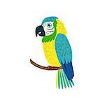 Blue Macaw Parrot Flat Isolated Colorful Vector Design Illustration On White Background