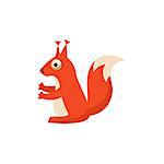 Squirrel Simplified Cute Illustration In Childish Flat Vector Design Isolated On White Background