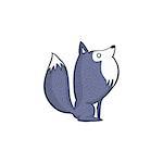 Vector Illustration of Gray Wolf, Cartoon Character Hand Draw