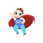 Toddler Dressed As Superhero With Red Cape Funny And Adorable Flat Isolated Vector Design Illustration On White Background