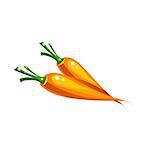 Carrot Bright Color Simple Illustration In Flat Vector Cartoon Design Isolated On White Background