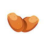 Potato Bright Color Simple Illustration In Flat Vector Cartoon Design Isolated On White Background