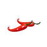 Chili Pepper Bright Color Simple Illustration In Flat Vector Cartoon Design Isolated On White Background
