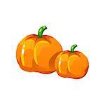 Pumpkin Bright Color Simple Illustration In Flat Vector Cartoon Design Isolated On White Background