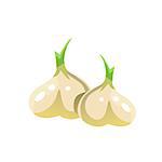 Garlic Bright Color Simple Illustration In Flat Vector Cartoon Design Isolated On White Background