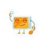 Content Little Robot Character Simple Flat Vector Icon In Childish Cute Style Isolated On White Background