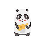 Panda Playing Guitar Creative Funny And Cute Flat Design Vector Illustration In Simplified Mulicolor Style On White Background