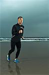 Man running on beach