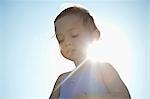 Close up of toddler girl outdoors