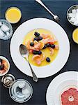 Plate of fruit with juice