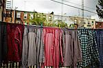 Shirts hanging on clothes line