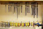 Carpentry tools stored in handmade cupboard