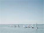 View of sailing boats at West Kirby, Merseyside, UK