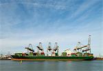 Container terminal and ship in Rotterdam port, Rotterdam, Netherlands