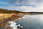 View of seacoast in winter