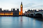 Houses of Parliament, UNESCO World Heritage Site, and Westminster Bridge over the River Thames, London, England, United Kingdom, Europe