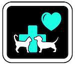 veterinary sign with heart, cross and pets