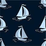 The sailing yacht. Seamless background. Marine and underwater themes.