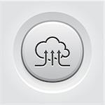 Online Cloud Services Icon with Arrows. Grey Button Design