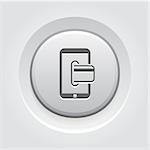 Mobile Banking Icon. Business Concept. Grey Button Design
