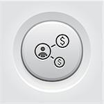 Return on Investment Icon. Business Concept. Grey Button Design