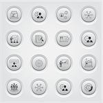 Business and Finances Icons Set. Grey Button Design