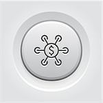 Investment Icon. Business Concept. Grey Button Design