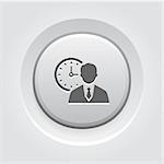 Time Management Icon. Business Concept. Grey Button Design