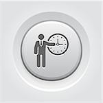 Time Management Icon. Business Concept. Grey Button Design