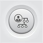 Business Connections Concept Icon. Grey Button Design