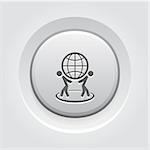 Global Business Icon. Business Concept. Grey Button Design