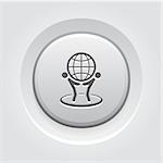 Global Business Concept Icon. Grey Button Design