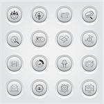 Flat Design Icons Set. Business and Finance. Grey Button Design