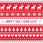 Red and white greeting card for celebrating New Years - Nordic style