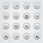 Flat Design Protection and Security Icons Set. Grey Button Design
