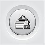 Secured Credit Card Icon. Business Concept. Grey Button Design