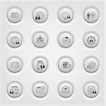 Flat Design Protection and Security Icons Set.  Grey Button Design