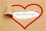 The text Happy Fathers Day appearing behind torn brown paper. My heart is always open for my dad.